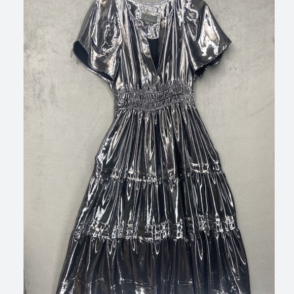 Anthropologie The Somerset Maxi Dress: Metallic Edition Carbon Sz M NWT - Picture 8 of 8